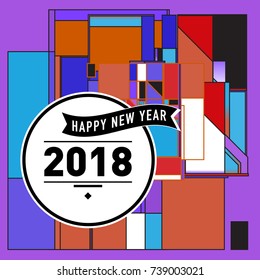 Happy New Year Card with Colorful abstract design. Vector elements for calendar and greeting card.