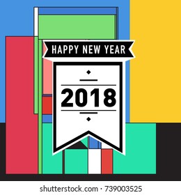 Happy New Year Card with Colorful abstract design. Vector elements for calendar and greeting card.
