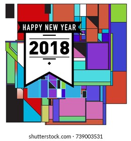 Happy New Year Card with Colorful abstract design. Vector elements for calendar and greeting card.
