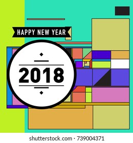 Happy New Year Card with Colorful abstract design. Vector elements for calendar and greeting card.