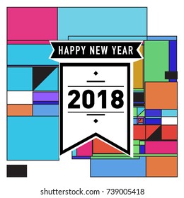 Happy New Year Card with Colorful abstract design. Vector elements for calendar and greeting card.