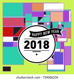 Happy New Year Card with Colorful abstract design. Vector elements for calendar and greeting card.