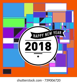 Happy New Year Card with Colorful abstract design. Vector elements for calendar and greeting card.