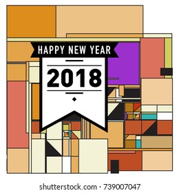 Happy New Year Card with Colorful abstract design. Vector elements for calendar and greeting card.