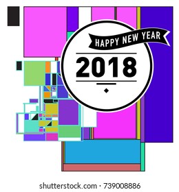 Happy New Year Card with Colorful abstract design. Vector elements for calendar and greeting card.