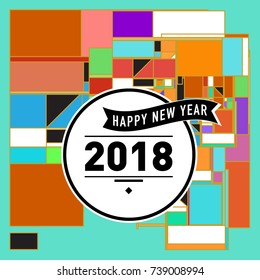 Happy New Year Card with Colorful abstract design. Vector elements for calendar and greeting card.