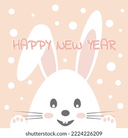 Happy new year card with cute bunny