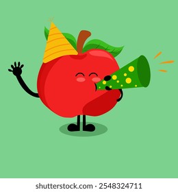 Happy new year card, Cute Avocado new year's eve celebration illustration