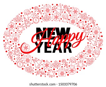 Happy New Year card design. Vector illustration