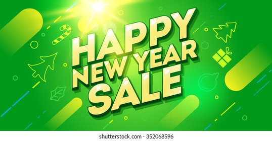 Happy New Year card design. Christmas sale banner design.Vector illustration. New Year banner