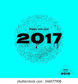 Happy New Year Card with drop spray. EPS10. 
