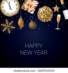 happy new year card with elements christmas celebration. vector illustration
