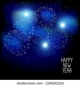Happy New Year card with fireworks