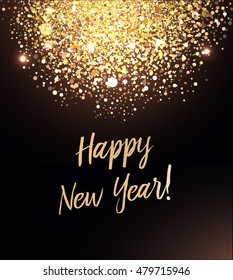 Happy New Year card with glittering background and gold dust