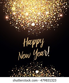 Happy New Year card with glittering background and gold dust