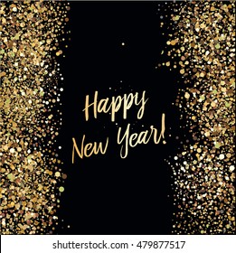 Happy New Year card with glittering background and gold dust