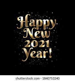 Happy New Year Card With Golden Text With Gradient Mesh, Vector Illustration