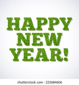 Happy new year card - green grass. Vector.