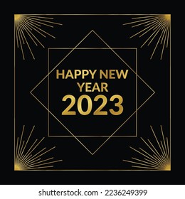 Happy new year card with greeting inscription. Simple minimalist new year banner design.