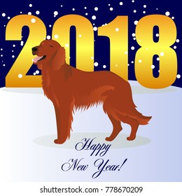 Happy new year card with Irish Setter