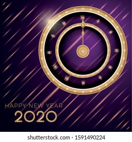 Happy new year card with a luxury clock- Vector