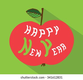 Happy New Year Card. NY card flat design.