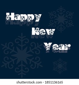 Happy New Year card on a blue background