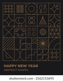 Happy new year card outline