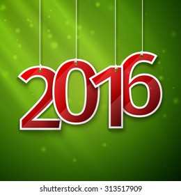 Happy New Year card. Paper 2016 Text Design