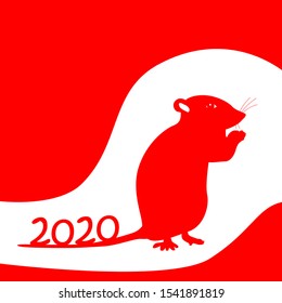 Happy new year card with rat - geometric panel for print and interior decoration. Perfect for laser cutting. Vector illustration