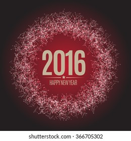 Happy New Year Card with Red Triangles. Vector illustration