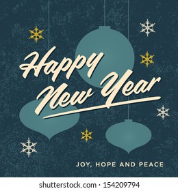 Happy new year card retro vintage