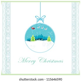  Happy New year card with Santa and winter landscape