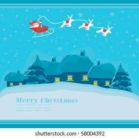 Happy New year card and Santa