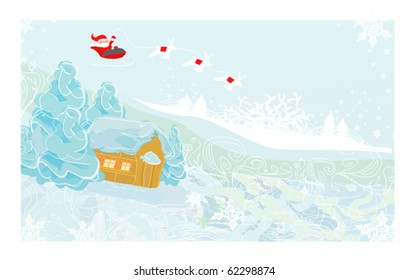 Happy New year card with Santa