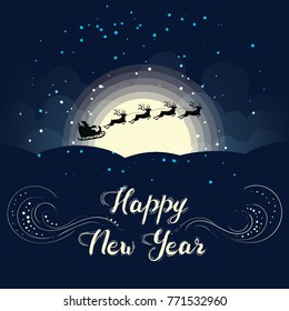 Happy New year card with Santa Claus