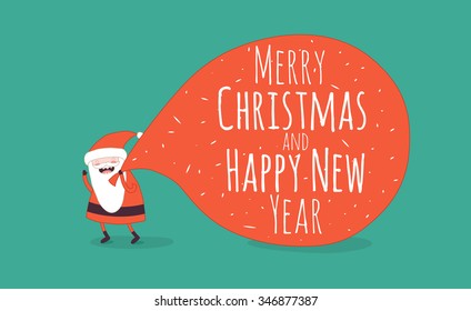 Happy New Year card. Santa's greetings. Vector illustration