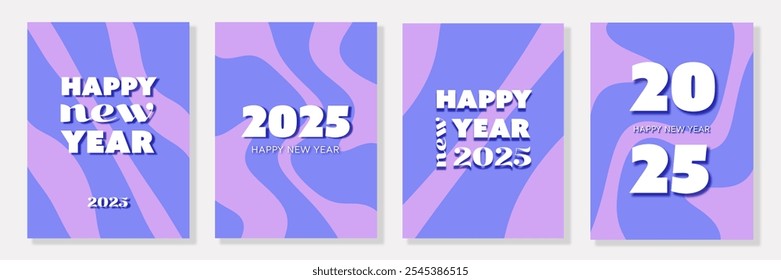 Happy new year card set. New year's postcard bundle. Vector illustration for banner, poster	