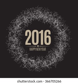 Happy New Year Card with Silver Triangles. Vector illustration