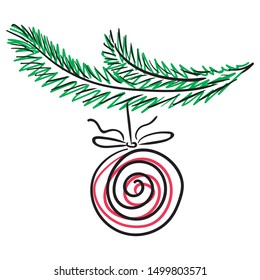 Happy new year card. Sketch. Vector illustration