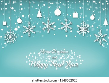 Happy New Year. Card with snowflakes. Merry christmas background. Vector illustration