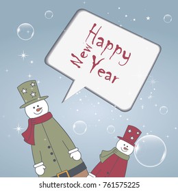 Happy New Year card with Snowman