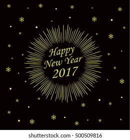 Happy New Year Card with Star burst. Vector illustration