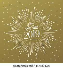 Happy New Year Card with Starburst. Vector illustration.