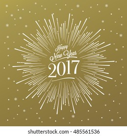 Happy New Year Card with Starburst. Vector illustration.