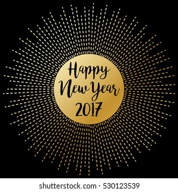 Happy New Year Card with Starburst. Vector illustration.