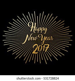 Happy New Year Card with Starburst. Vector illustration.