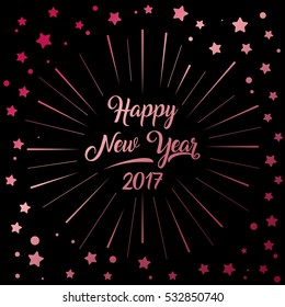 Happy New Year Card with Starburst. Vector illustration.