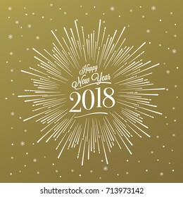 Happy New Year Card with Starburst. Vector illustration.