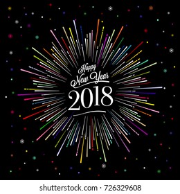 Happy New Year Card with Starburst. Vector illustration.